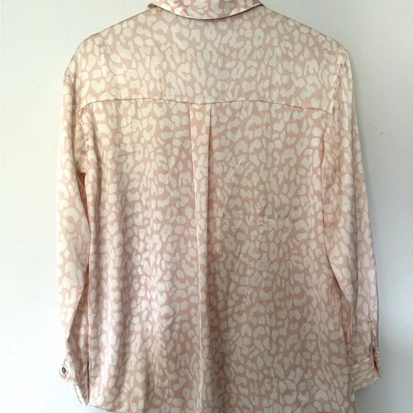 Zara Pink Animal Print Shirt Size Medium Satin Oversized Long Sleeve - Picture 5 of 5
